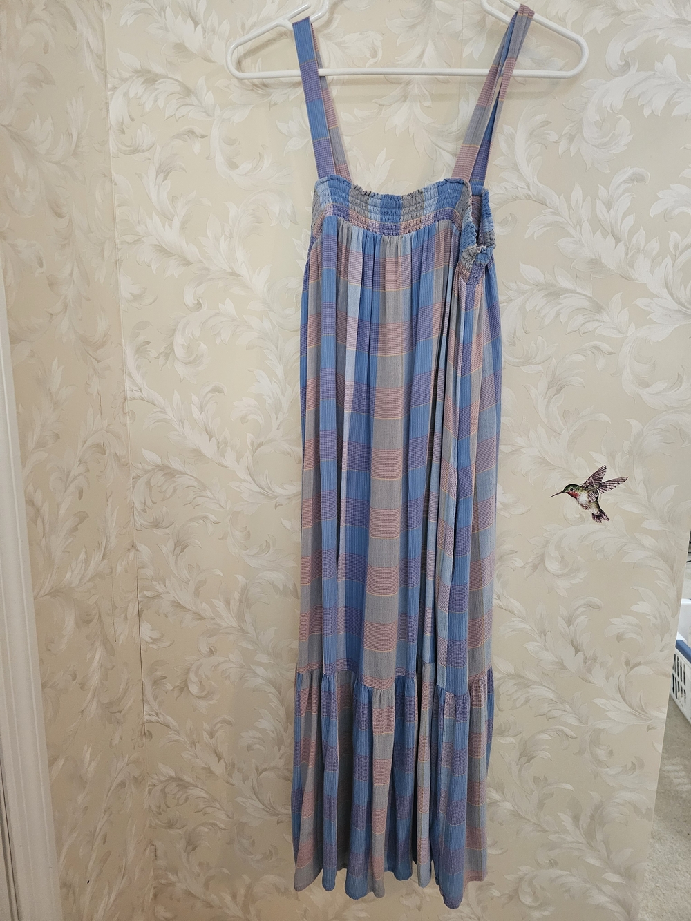 LOFT Lavender & Light Blue Textured Stripe Dress